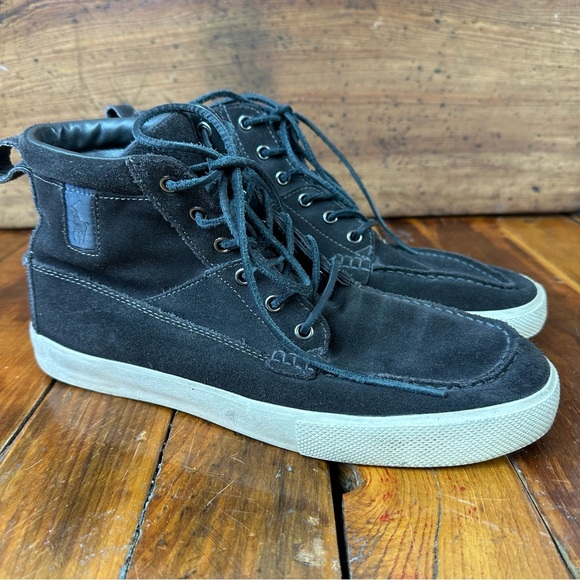 Polo Ralph Lauren PRL Tavis Black Suede High Top Sneakers 10.5D - Picture 1 of 10